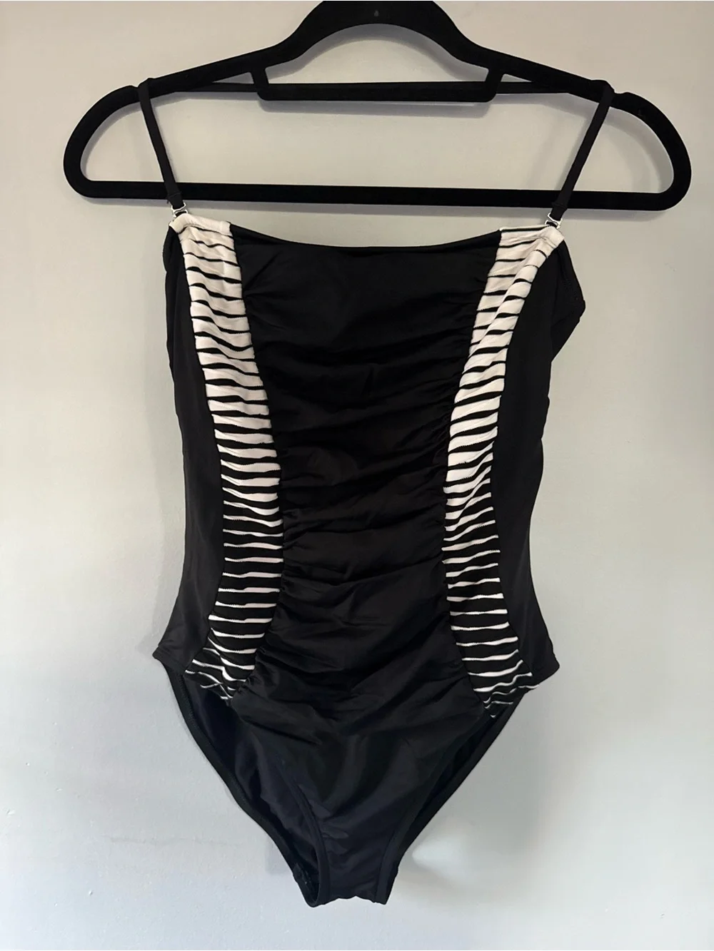 La Blanca Black One-Piece Swimsuit with White Contrast Panels
